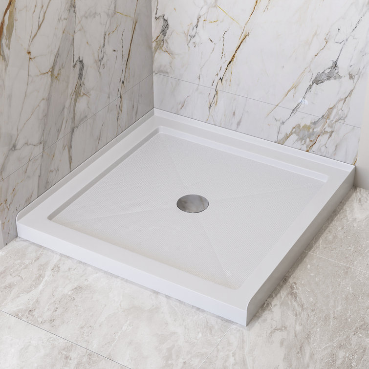 DeerValley 35" White Acrylic Square Shower Base with Center Drain