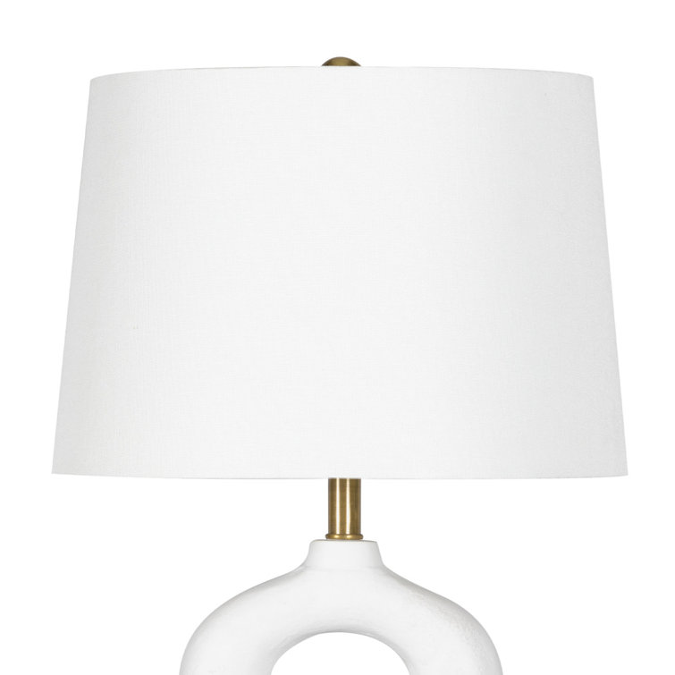 White Ceramic Mini Table Lamp with Linen Shade