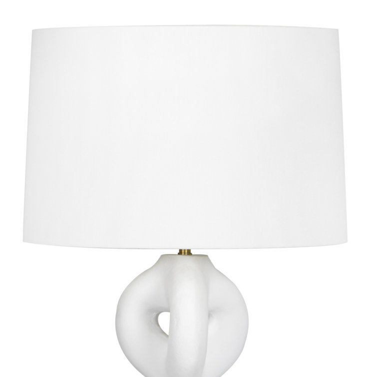 White Ceramic Table Lamp with Linen Shade