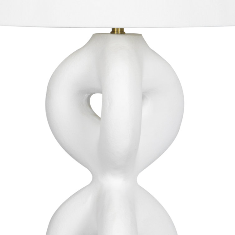 White Ceramic Table Lamp with Linen Shade