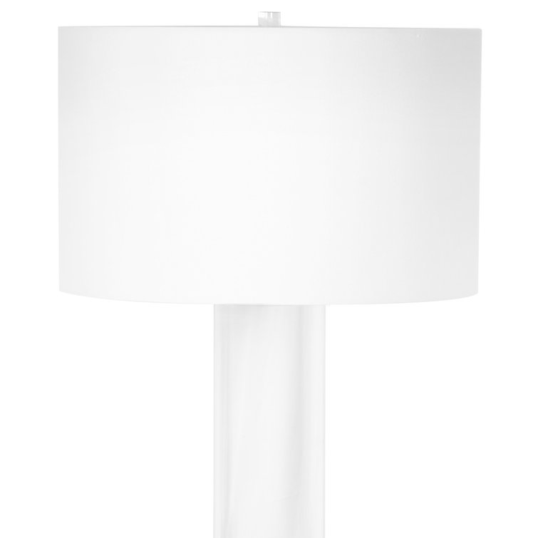 Clear Crystal Table Lamp with Linen Shade and Brass Base