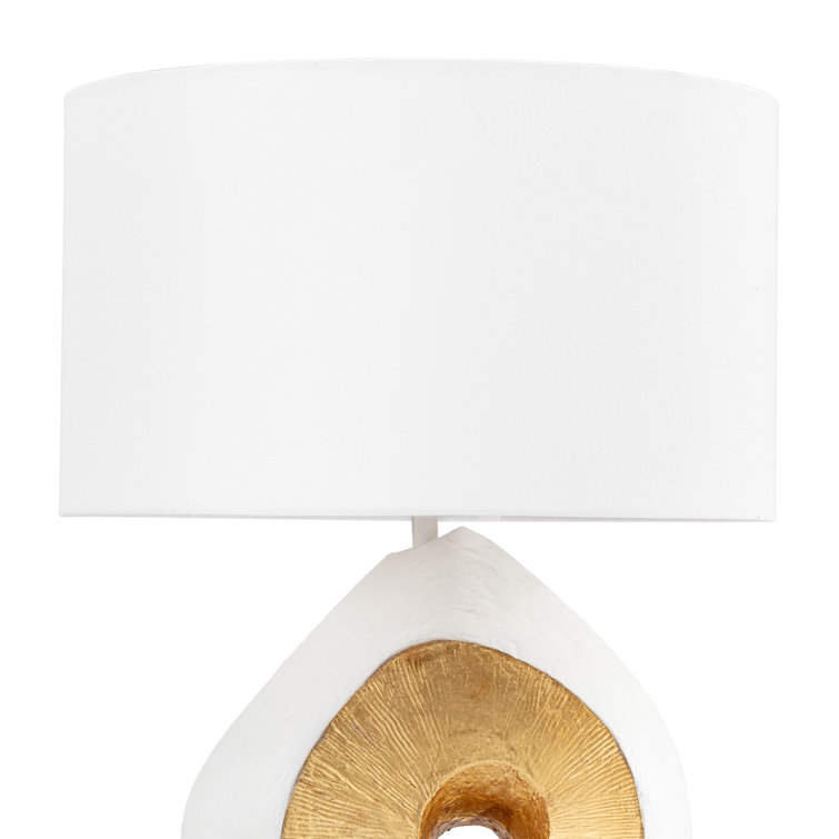 White and Gold Modern Table Lamp with Linen Shade