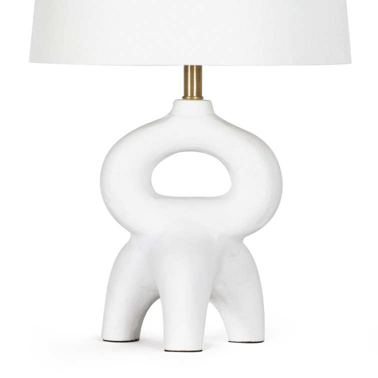 White Ceramic Mini Table Lamp with Linen Shade