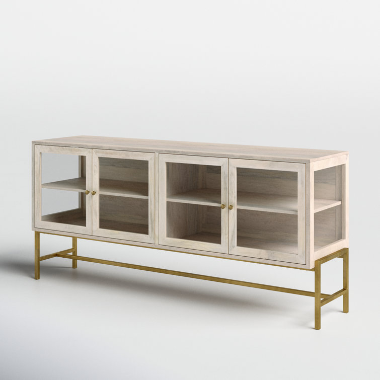 Warner 70'' Gold and White Wood Glass Sideboard