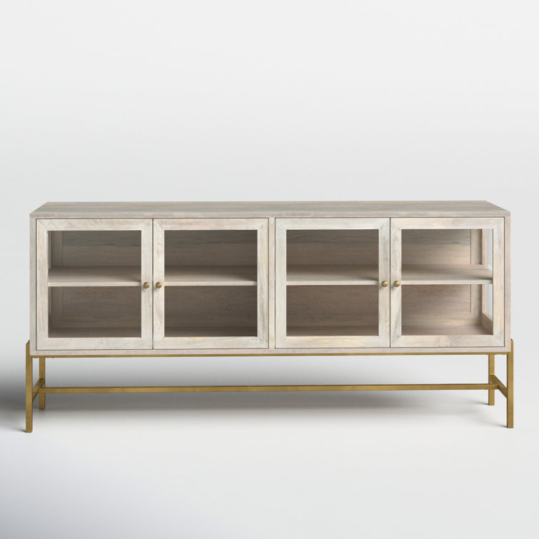 Warner 70'' Gold and White Wood Glass Sideboard