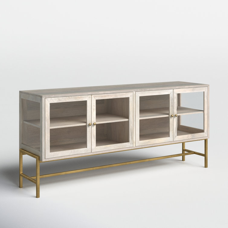 Warner 70'' Gold and White Wood Glass Sideboard
