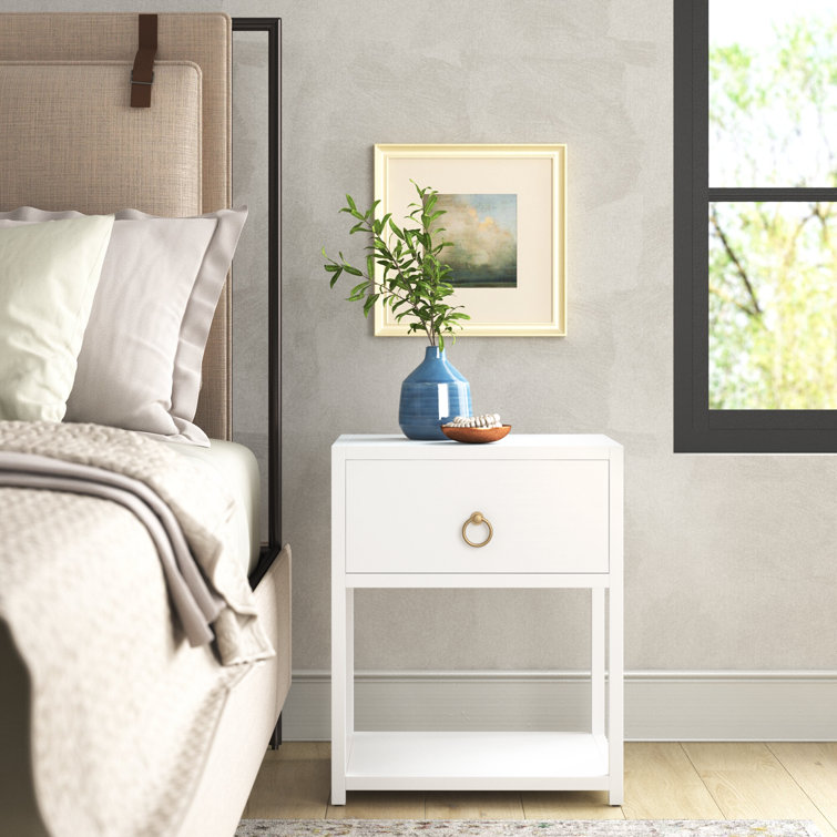Luxe Gold & White Square End Table with Storage Shelf