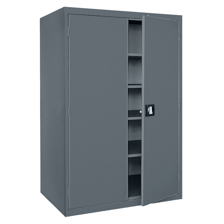 Gray Steel Freestanding Lockable Office Cabinet with Adjustable Shelving