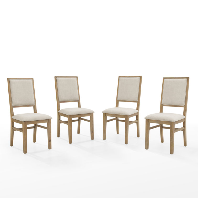 Rustic Brown Linen Upholstered High Back Side Chair Set