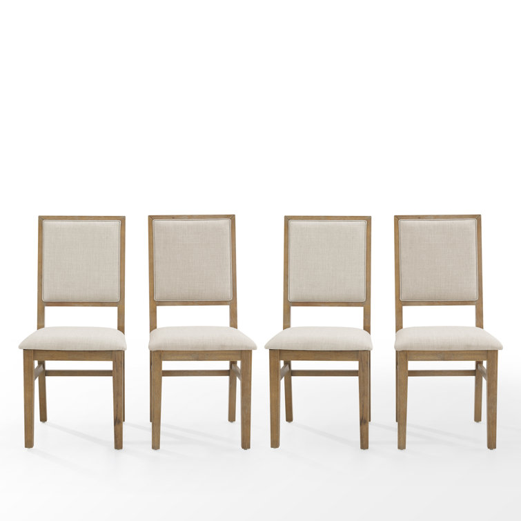 Rustic Brown Linen Upholstered High Back Side Chair Set