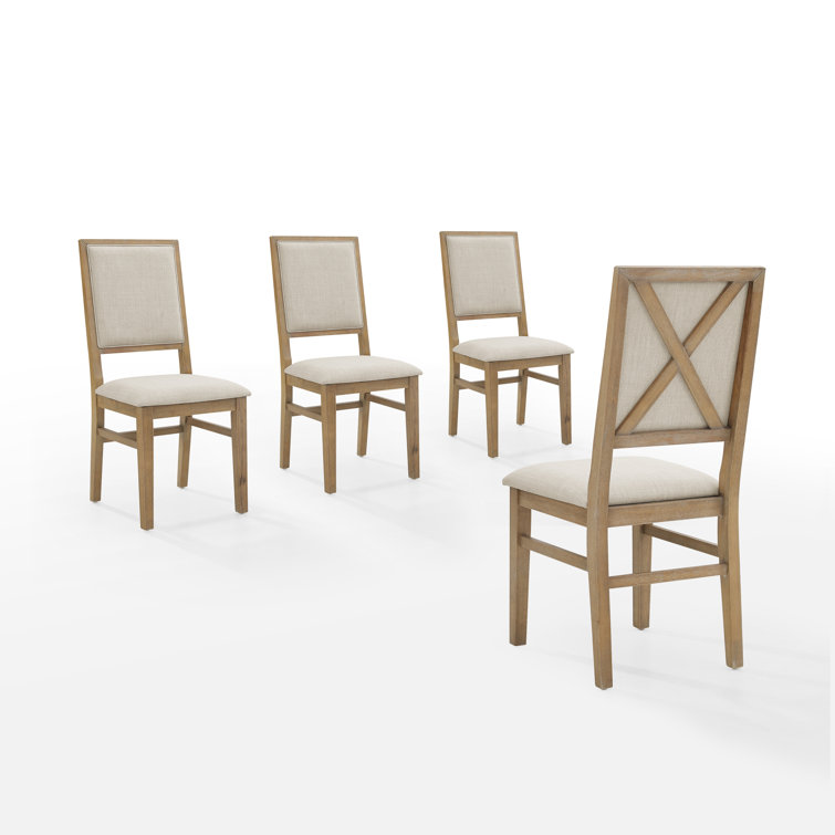 Rustic Brown Linen Upholstered High Back Side Chair Set