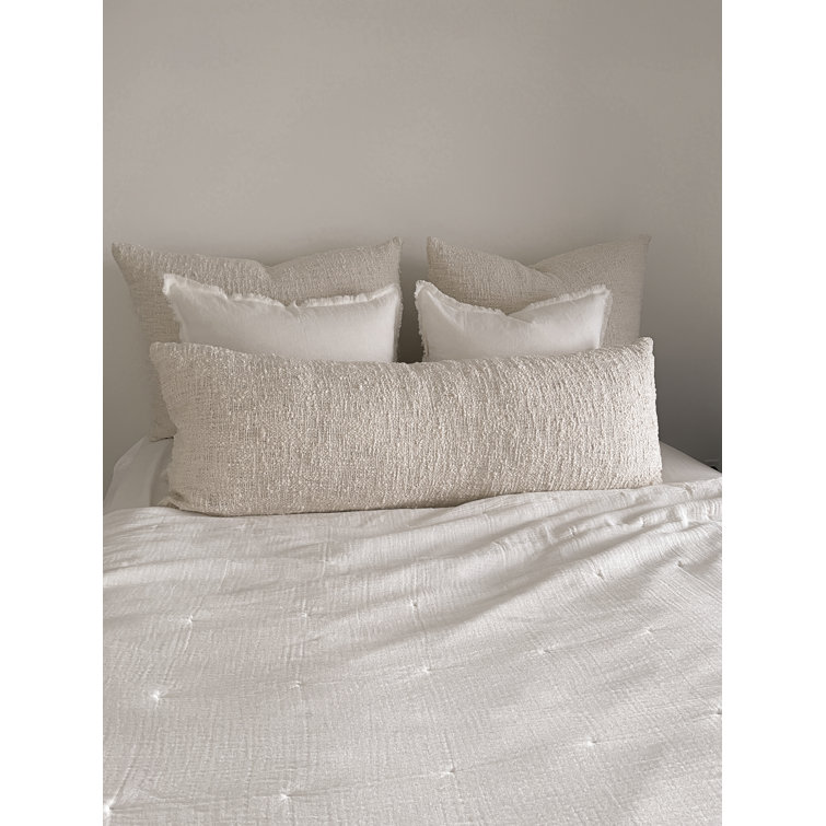 Cozy Cotton Beige Boucle Body Pillow with Down Alternative Fill