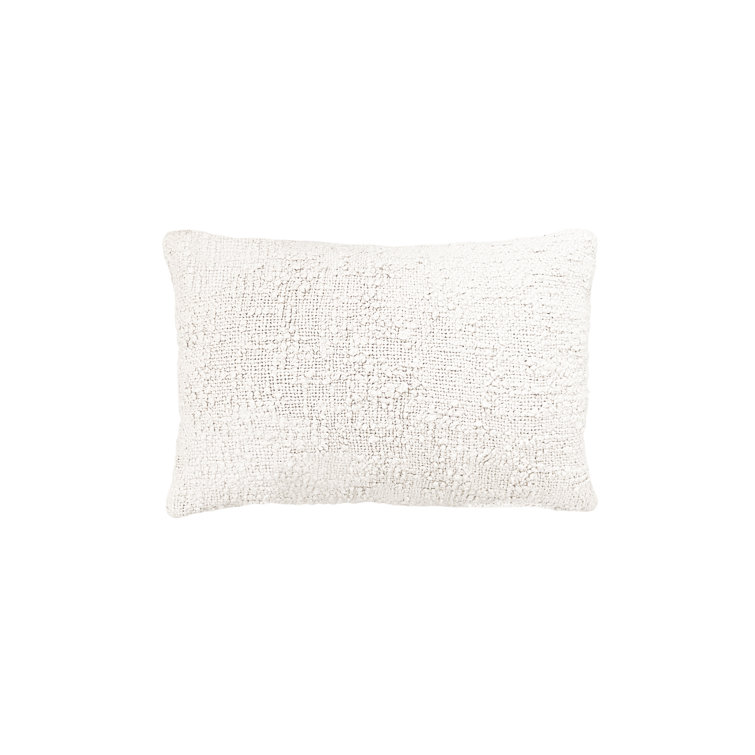 Cozy Cotton White Boucle Lumbar Pillow Cover 14x20