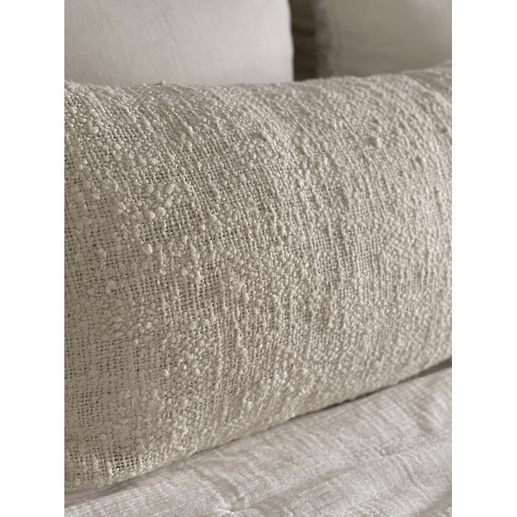 Cozy Cotton Beige Boucle Body Pillow with Down Alternative Fill