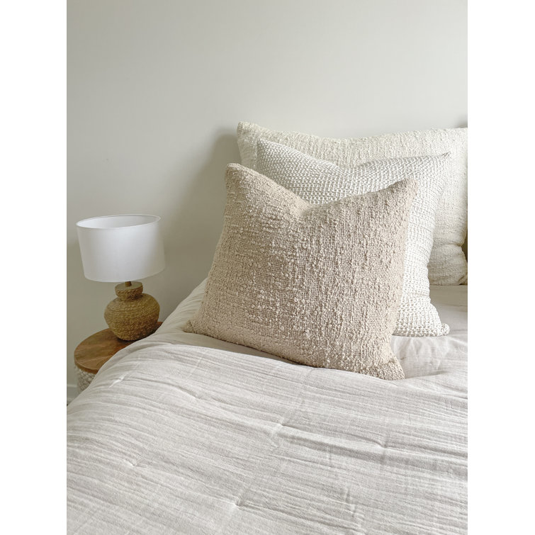 Cozy Beige Cotton Boucle 20" Pillow Cover