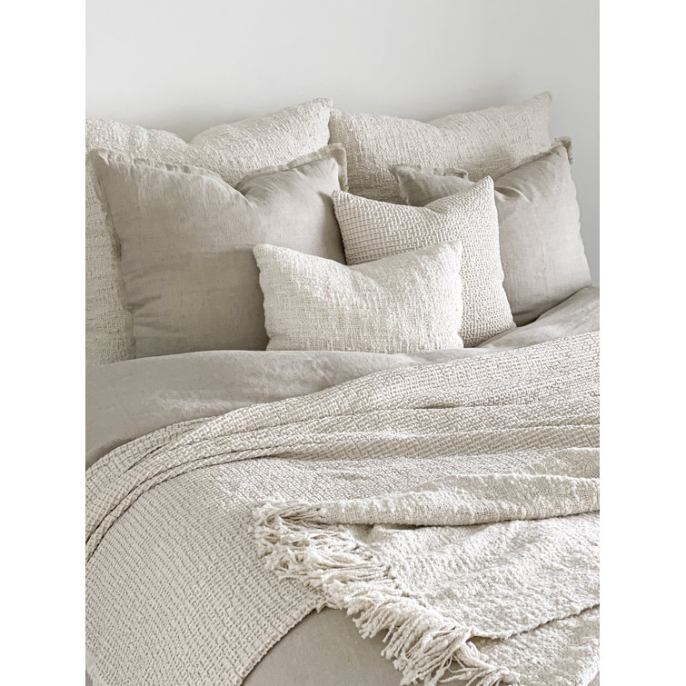 Cozy Cotton White Boucle Lumbar Pillow Cover 14x20