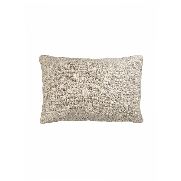 Cozy Beige Cotton Boucle Lumbar Throw Pillow 14x20