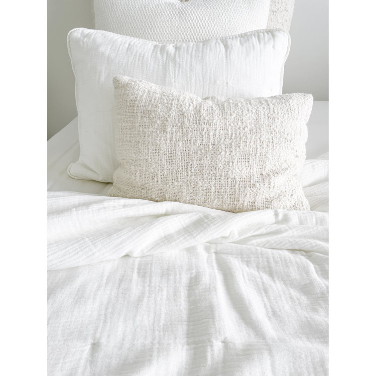 Cozy Cotton White Boucle Lumbar Pillow Cover 14x20