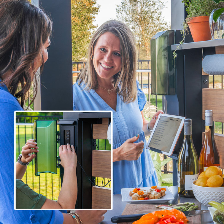 Fusion Flame Black Stainless Steel Outdoor Kitchen with Grill and Refrigerator