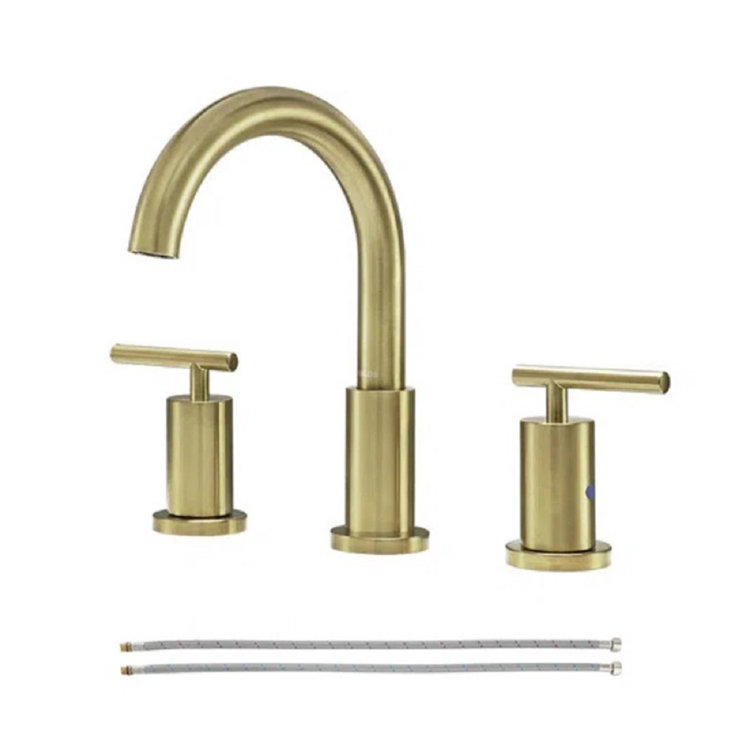 Brushed Nickel Widespread Bathroom Faucet with Metal Handles