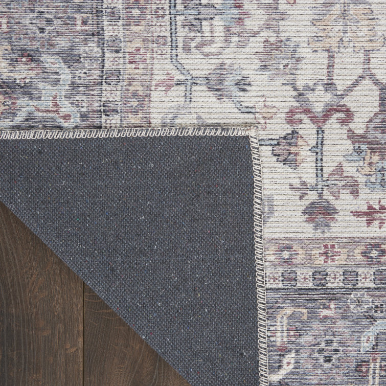 Gray Floral Cotton Chenille Synthetic Runner Rug 2'2" x 12'