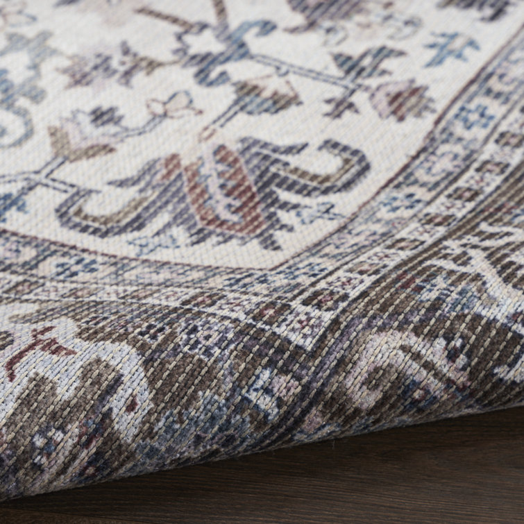 Olive Ivory Floral Cotton Chenille Rectangular Area Rug 3' x 5'