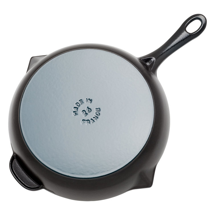 Matte Black 12-inch Enameled Cast Iron Fry Pan with Helper Handle
