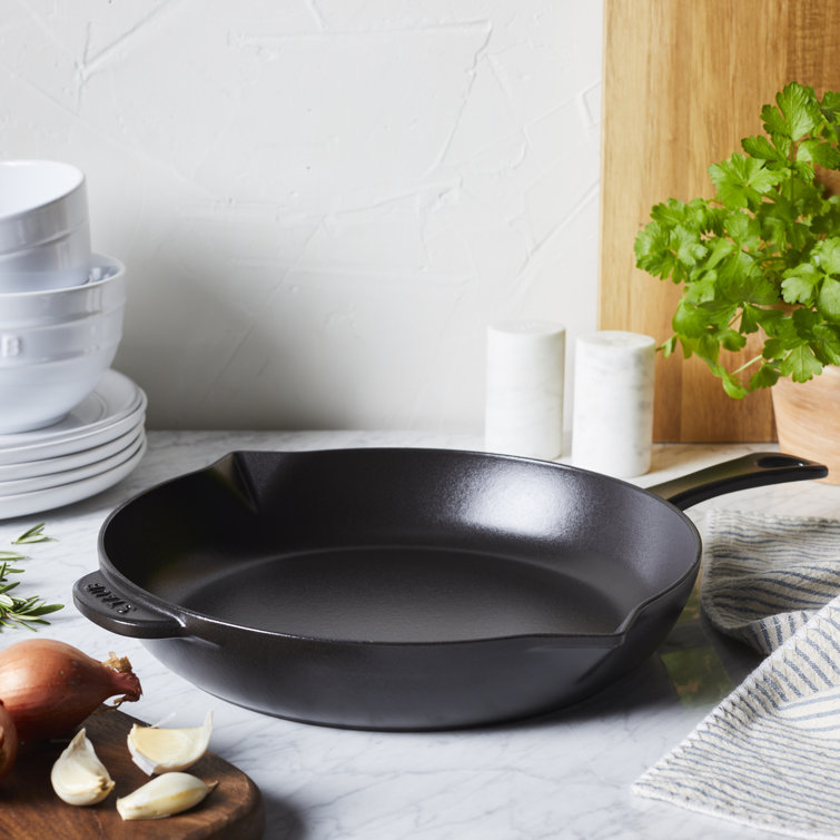 Matte Black 12-inch Enameled Cast Iron Fry Pan with Helper Handle