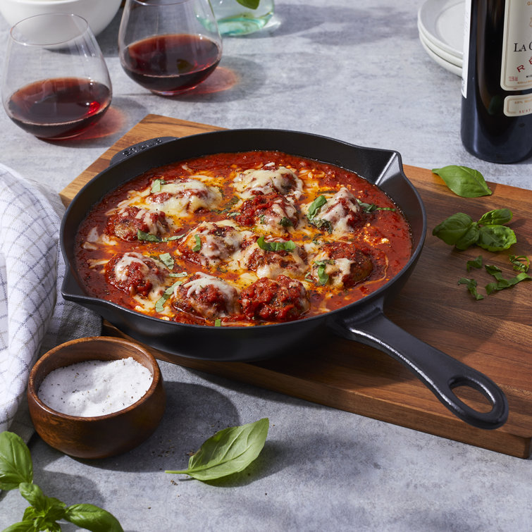 Matte Black 12-inch Enameled Cast Iron Fry Pan with Helper Handle