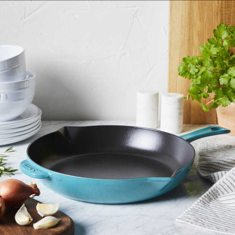 Matte Black 12-inch Enameled Cast Iron Fry Pan with Helper Handle