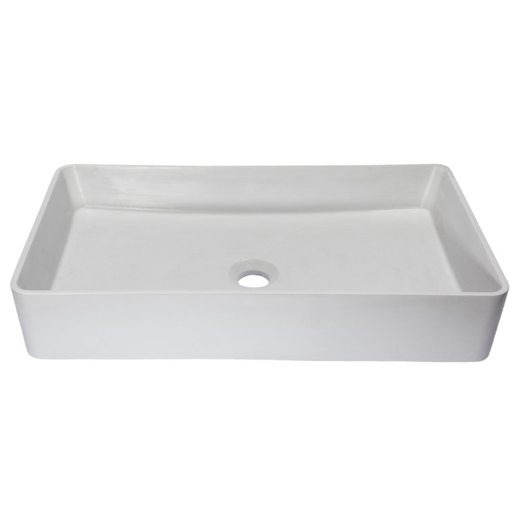 Light Gray Rectangular Ceramic Vessel Sink, 24.2"