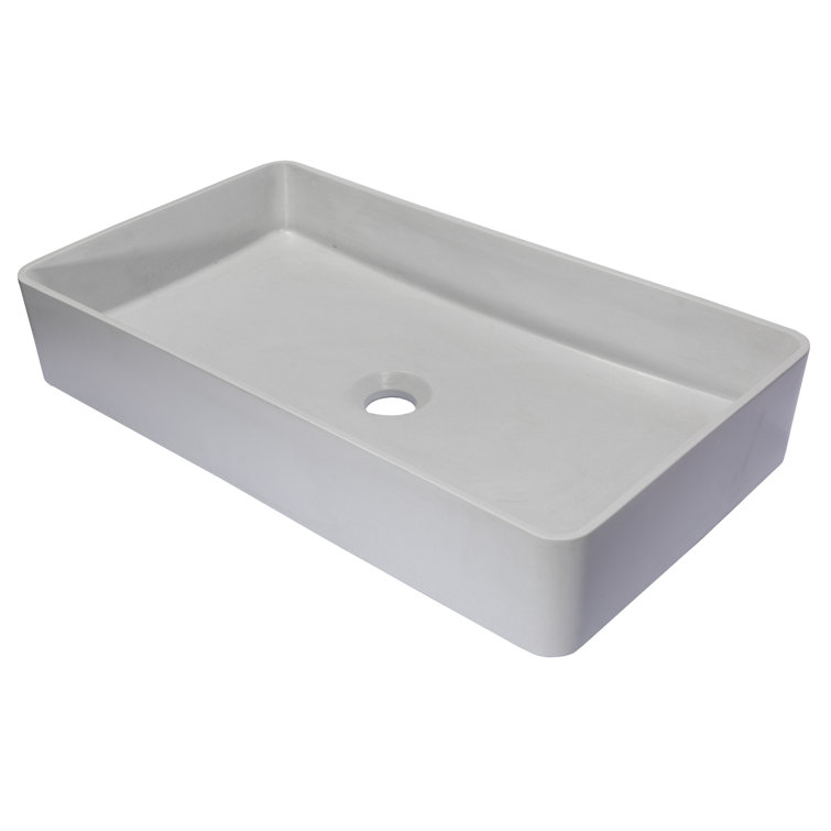 Light Gray Rectangular Ceramic Vessel Sink, 24.2"