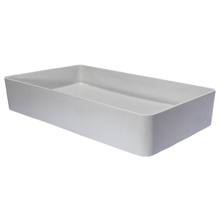 Light Gray Rectangular Ceramic Vessel Sink, 24.2"