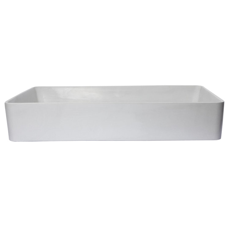 Light Gray Rectangular Ceramic Vessel Sink, 24.2"