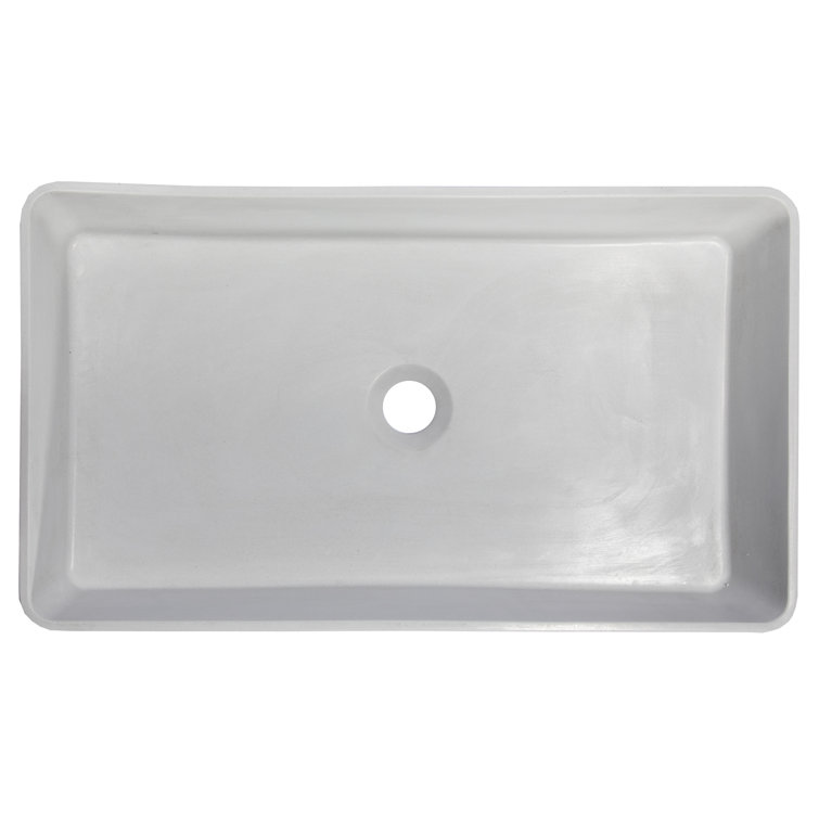 Light Gray Rectangular Ceramic Vessel Sink, 24.2"