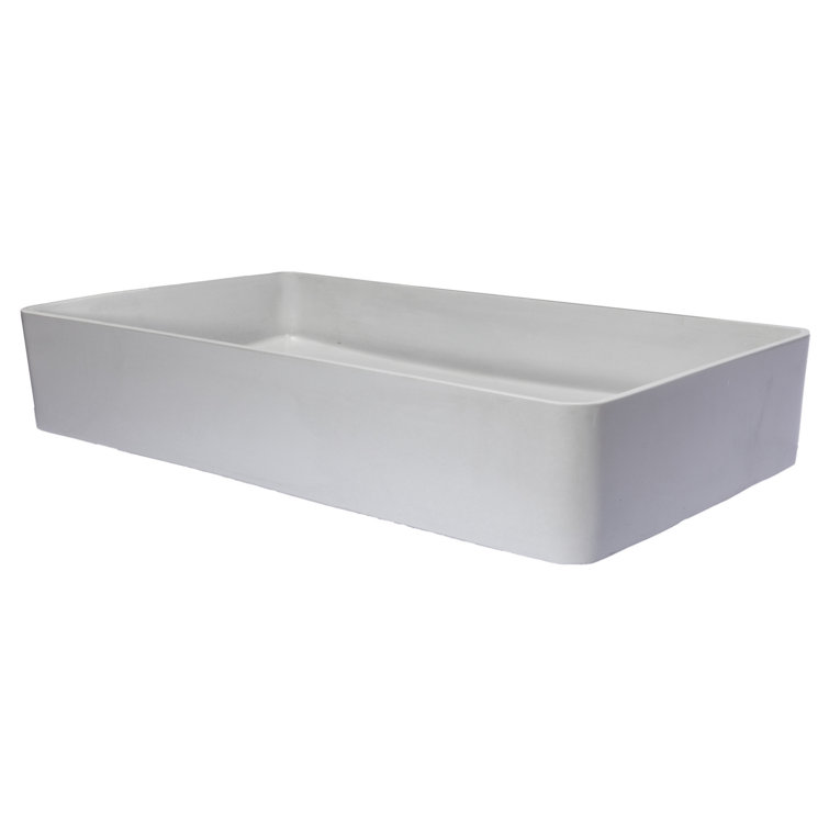 Light Gray Rectangular Ceramic Vessel Sink, 24.2"