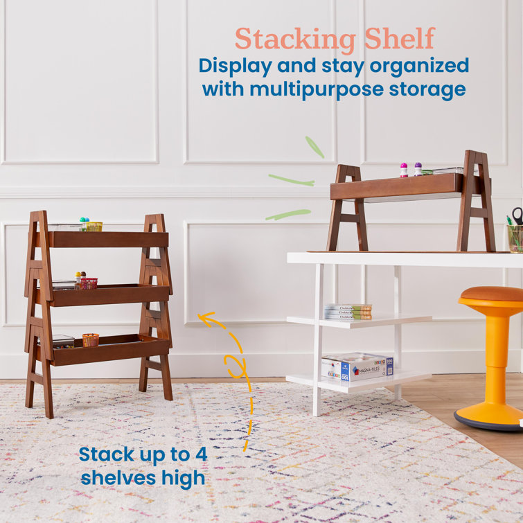 Dark Walnut Adjustable Stacking Shoe Organizer