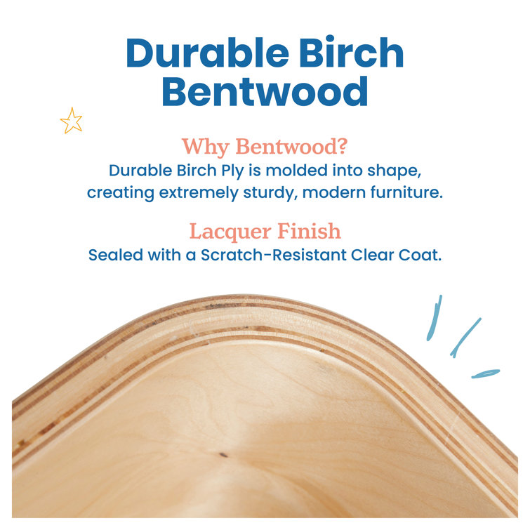 Natural Light Wood Bentwood Kids Dining Chairs, 2-Pack