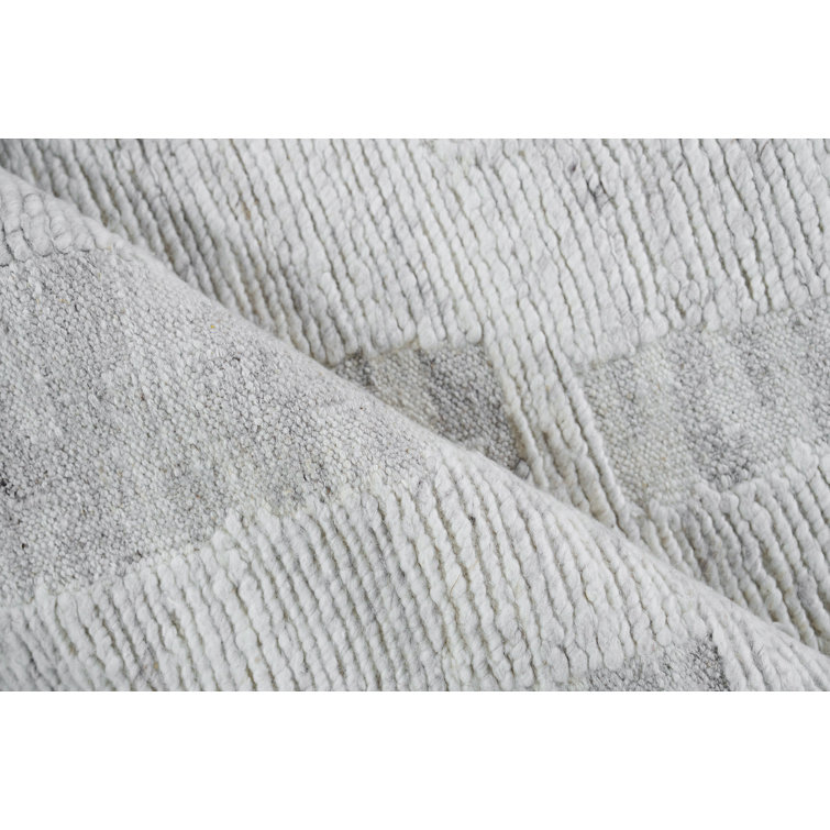 Handwoven Gray Wool Abstract Rectangular Area Rug 12' x 15'
