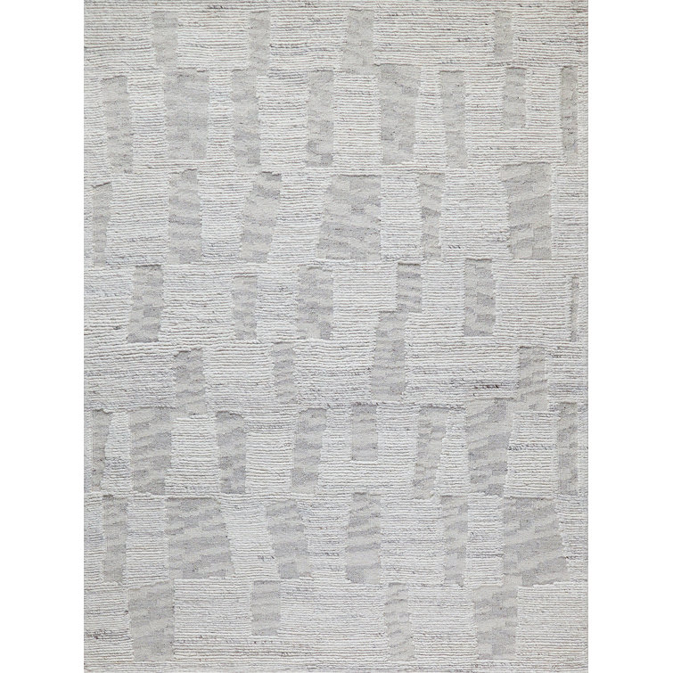 Handmade Gray Abstract Wool Rectangular Area Rug 9' x 12'