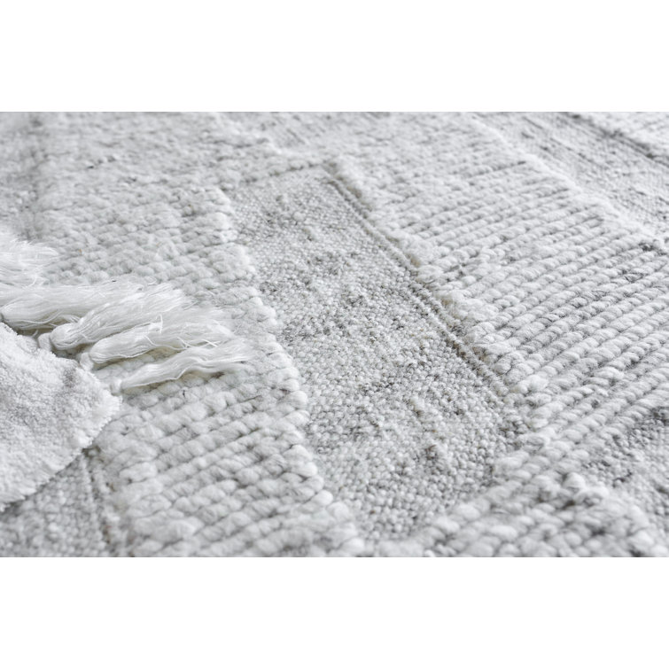 Handwoven Gray Wool Abstract Rectangular Area Rug 12' x 15'