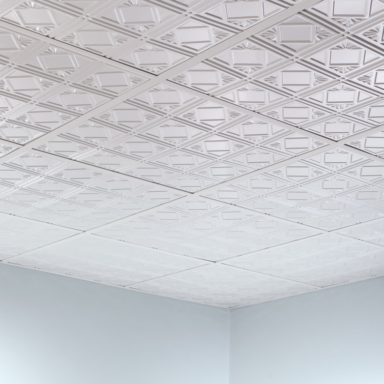Gloss White 24'' Vinyl Traditional Ceiling Tile