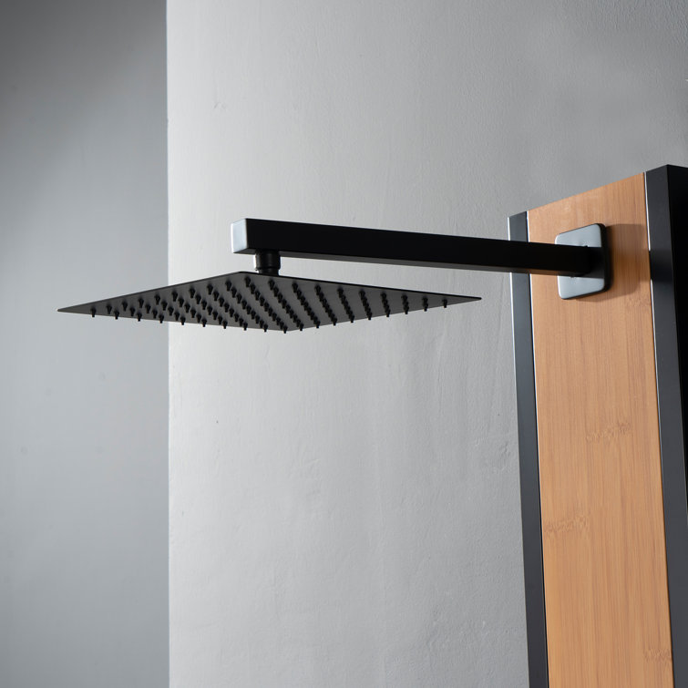57'' Black and Bamboo Shower Panel System with Body Jets