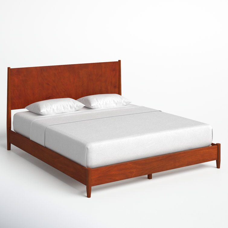 Elegant Mahogany Wood California King Platform Bed with Drawer, Acorn