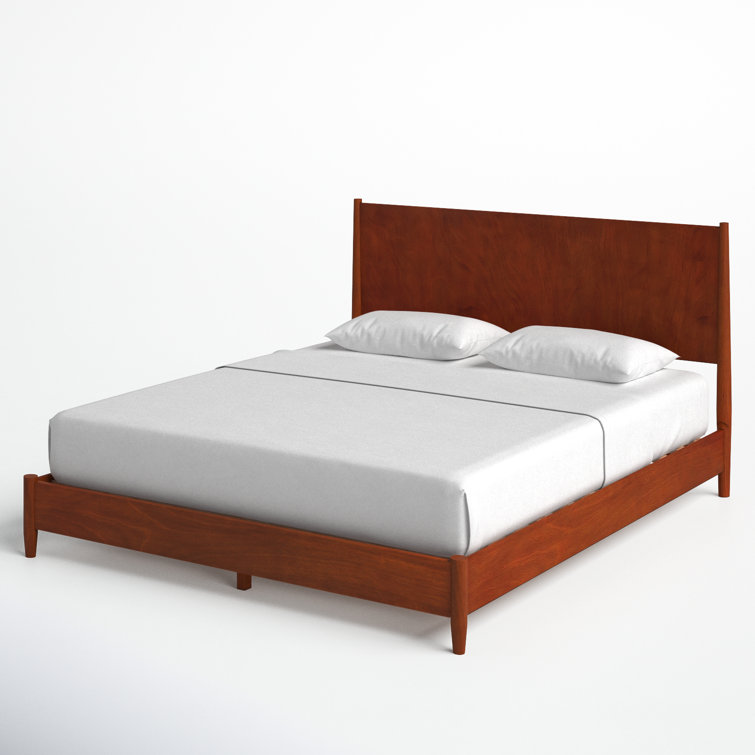 Elegant Mahogany Wood California King Platform Bed with Drawer, Acorn