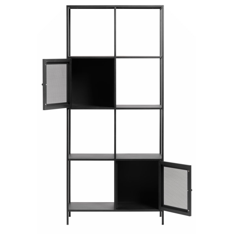 Black Metal Etagere Bookcase with Doors