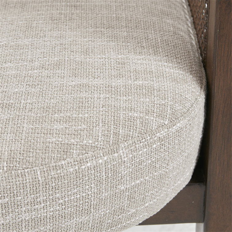 Sonia Mid-Century Walnut Wood Accent Chair with Camel Cushions