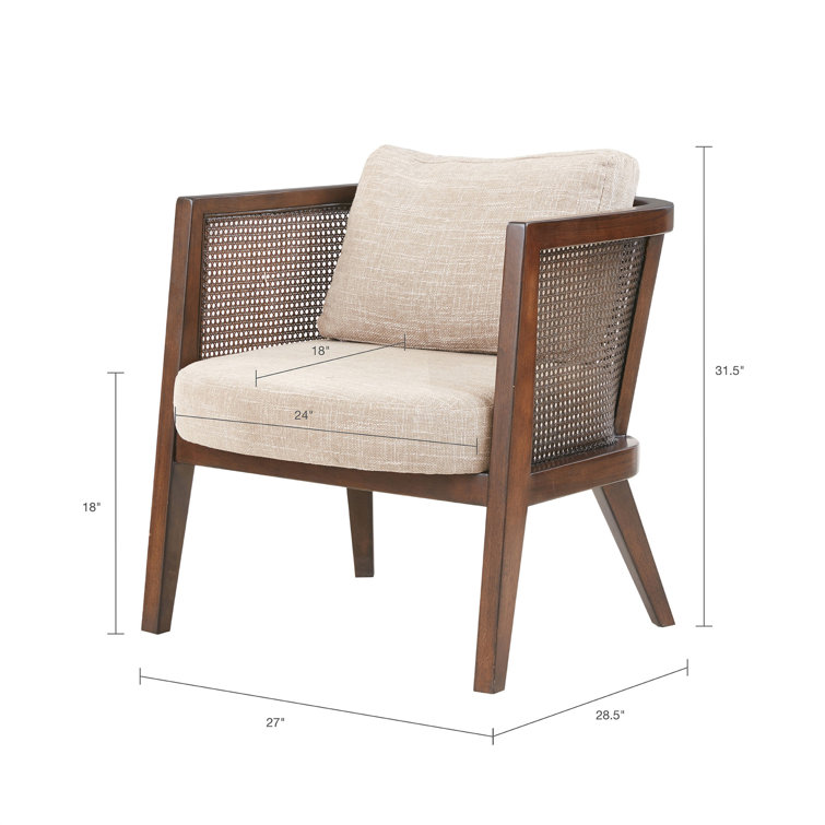 Sonia Mid-Century Walnut Wood Accent Chair with Camel Cushions