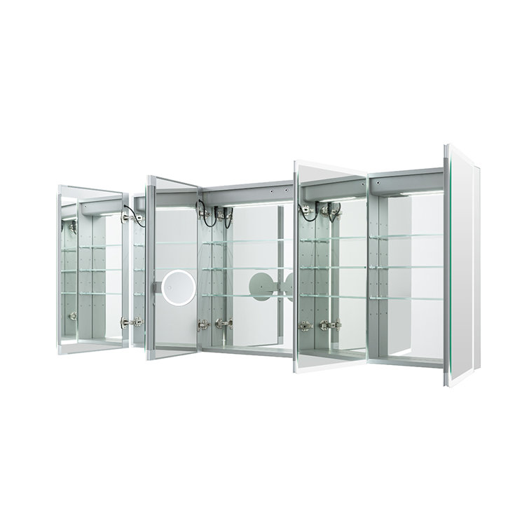 Edge Royale 72" Wide LED Medicine Cabinet with Defogger and Magnifying Mirror