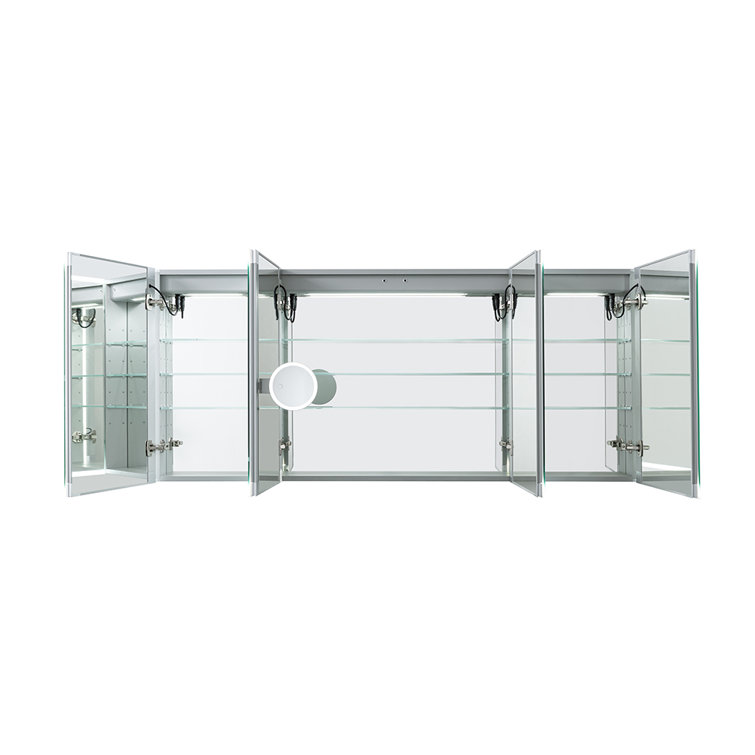 Edge Royale 72" Wide LED Medicine Cabinet with Defogger and Magnifying Mirror